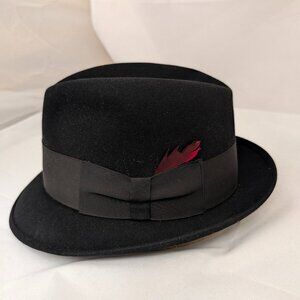 Vintage Premier Knox New York Black Fedora Hat Size 7-1/8" Madison Avenue